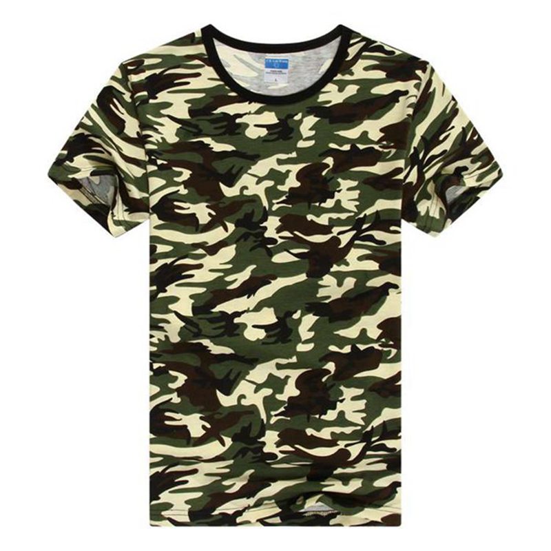Design and custom made men's cotton crewneck short sleeve camouflage t 